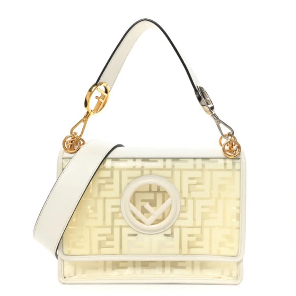 Fendi Cream White FF Logo Crossbody Bag